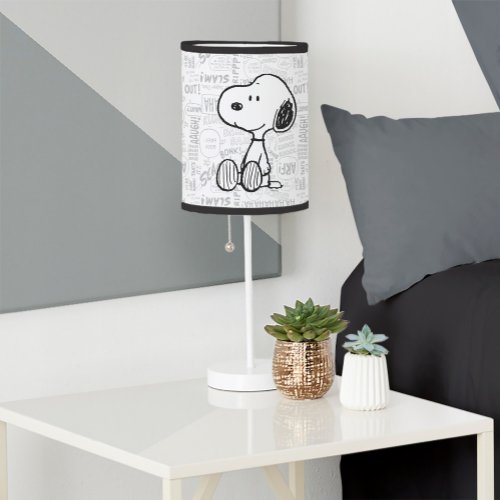 PEANUTS  Snoopy on Black White Comics Table Lamp