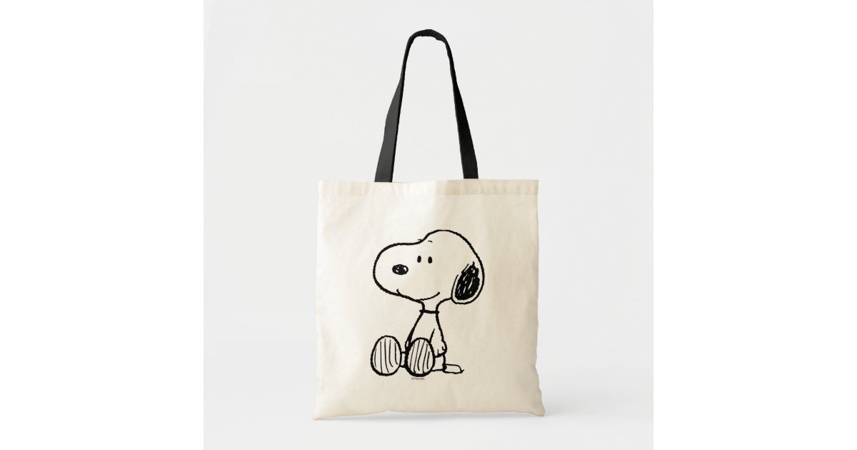 PEANUTS | Snoopy on Black White Comics Tote Bag | Zazzle