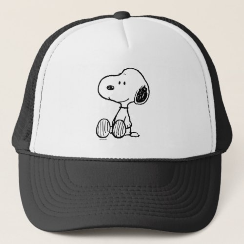 PEANUTS  Snoopy on Black White Comics Trucker Hat