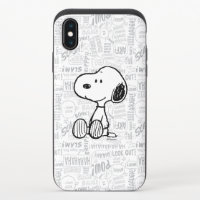 PEANUTS | Snoopy on Black White Comics iPhone X Slider Case