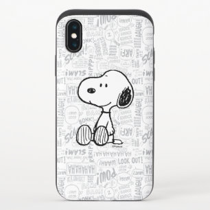PEANUTS   Snoopy on Black White Comics iPhone X Slider Case