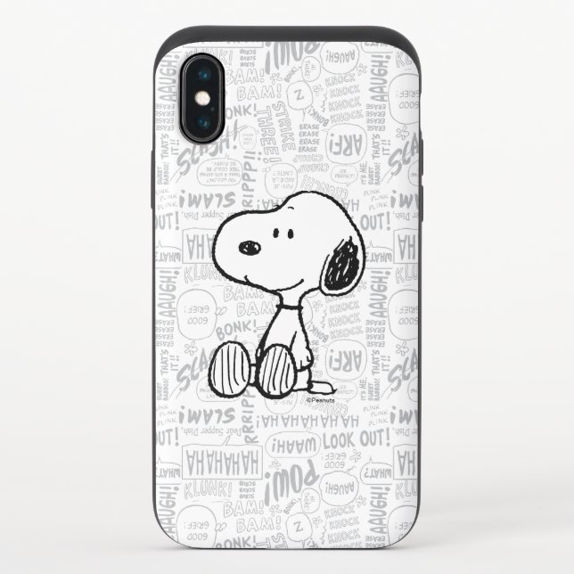 PEANUTS | Snoopy on Black White Comics Uncommon iPhone Case (Back)