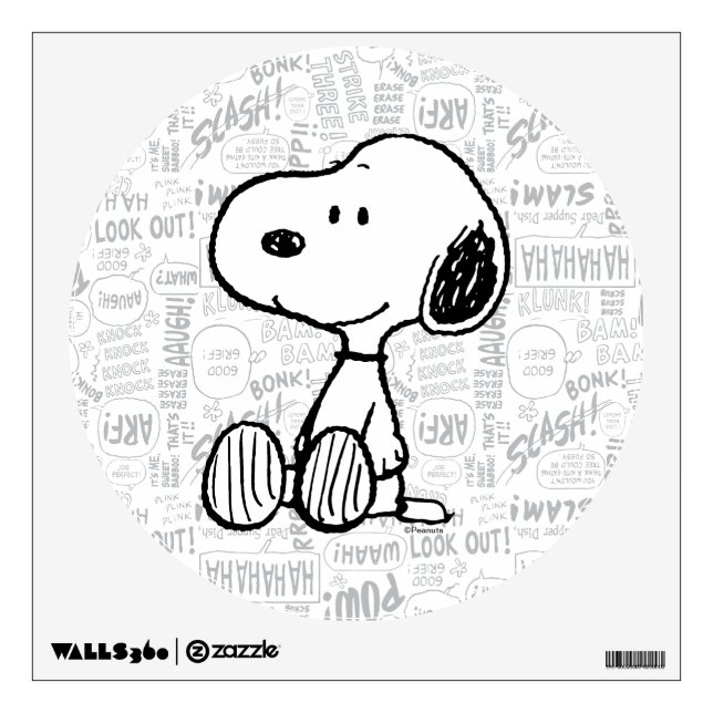 PEANUTS | Snoopy on Black White Comics Wall Decal (Front)