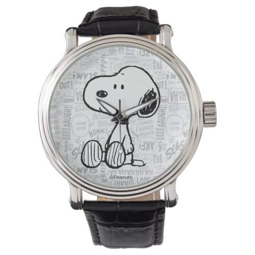 PEANUTS  Snoopy on Black White Comics Watch