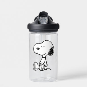 PEANUTS   Snoopy on Black White Comics Water Bottle
