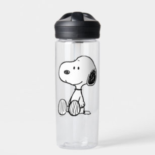 PEANUTS   Snoopy on Black White Comics Water Bottle