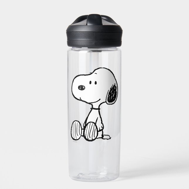 PEANUTS | Snoopy on Black White Comics Water Bottle (Front)