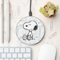 PEANUTS | Snoopy on Black White Comics Wireless Charger