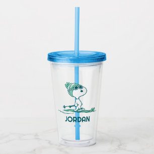 Peanuts Snoopy on Skis Acrylic Tumbler