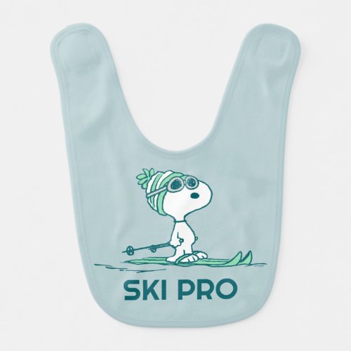 Peanuts  Snoopy on Skis Baby Bib