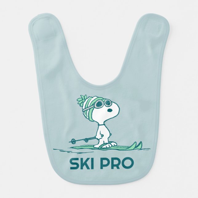 Peanuts | Snoopy on Skis Baby Bib (Front)