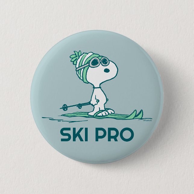 Peanuts | Snoopy on Skis Button (Front)