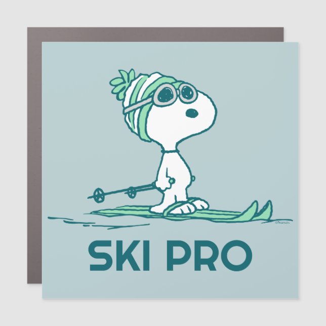 Peanuts | Snoopy on Skis Car Magnet (Front)