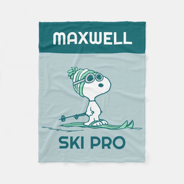 Peanuts | Snoopy on Skis Fleece Blanket (Front)