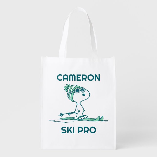 Peanuts | Snoopy on Skis Grocery Bag (Front)