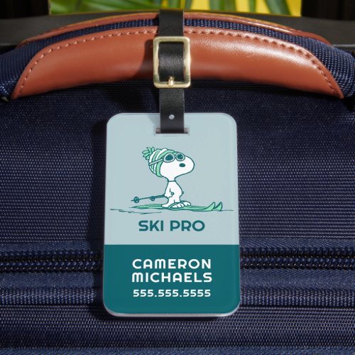 Peanuts  Snoopy on Skis Luggage Tag