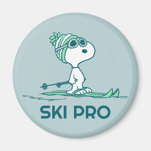 Peanuts Snoopy on Skis Magnet