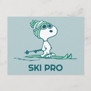 Peanuts Snoopy on Skis Postcard