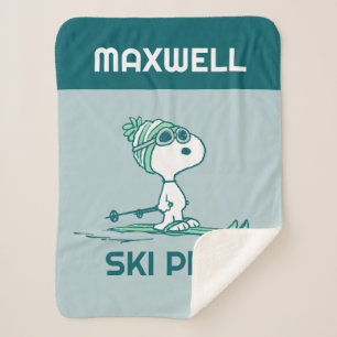 Peanuts Snoopy on Skis Sherpa Blanket