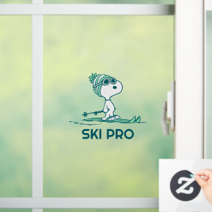 Peanuts Snoopy on Skis Window Cling