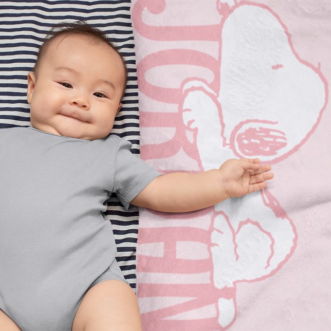 Peanuts | Snoopy Pastel Baby Blanket (Blanket next to baby)