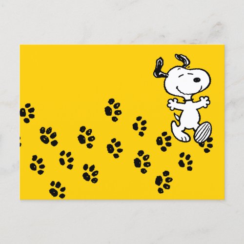 Peanuts   Snoopy Paw Print Path Postcard