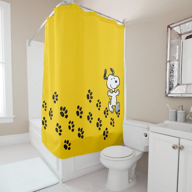 Peanuts |  Snoopy Paw Print Path Shower Curtain (In Situ)
