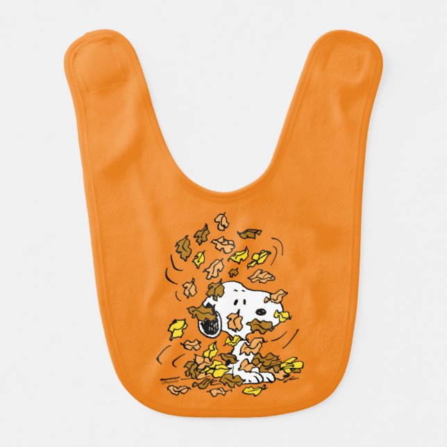 Peanuts | Snoopy Pile of Leaves Baby Bib (Front)