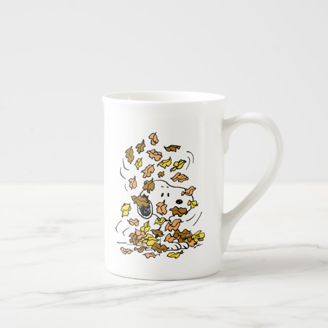 Peanuts | Snoopy Pile of Leaves Bone China Mug (Right)