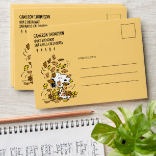 Peanuts Snoopy Pile of Leaves Envelope