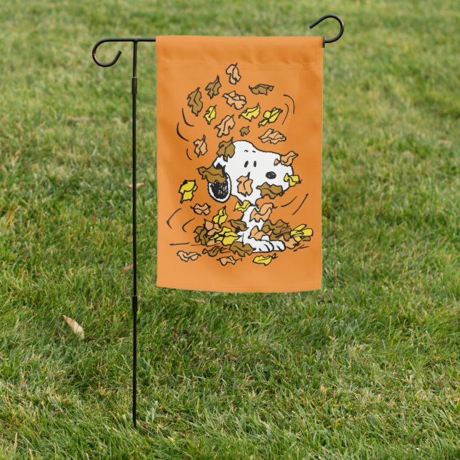 Peanuts | Snoopy Pile of Leaves Garden Flag (In SItu)