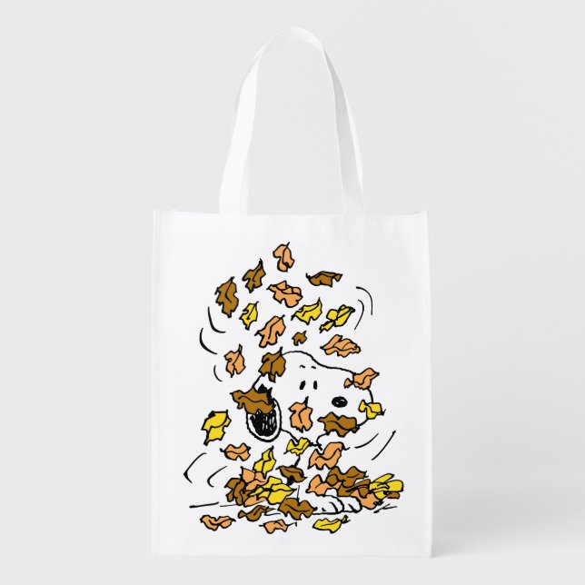 Peanuts | Snoopy Pile of Leaves Grocery Bag (Front)