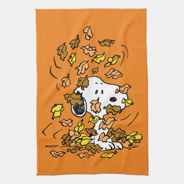 Peanuts | Snoopy Pile of Leaves Kitchen Towel (Vertical)