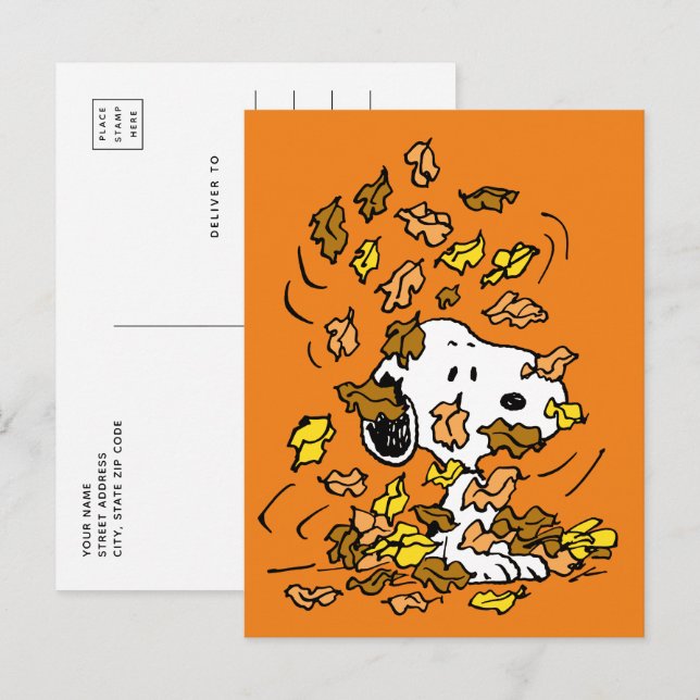 Peanuts | Snoopy Pile of Leaves Postcard | Zazzle