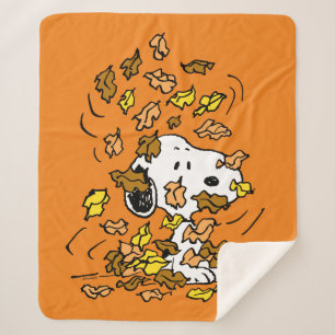 Peanuts Snoopy Pile of Leaves Sherpa Blanket