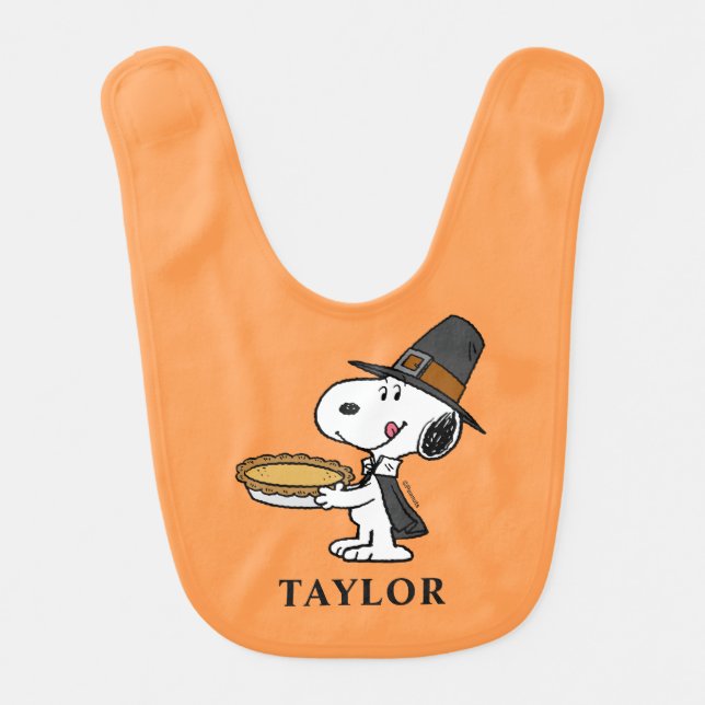 Peanuts | Snoopy Pilgrim Baby Bib (Front)