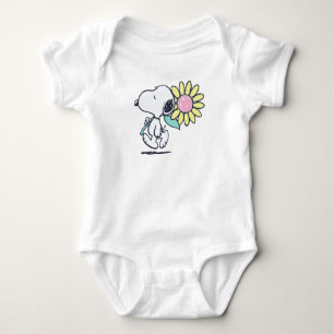 Peanuts Snoopy Pink Daisy Flower Baby Bodysuit