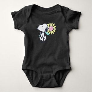 Peanuts Snoopy Pink Daisy Flower Baby Bodysuit