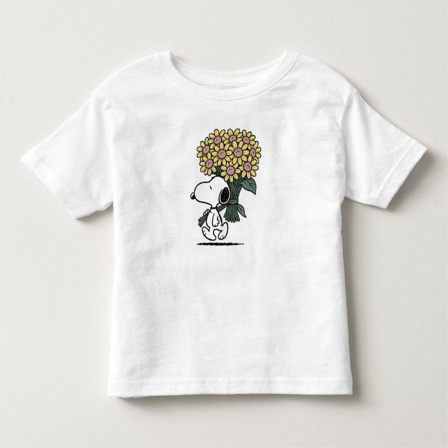 Peanuts Snoopy Pink-Daisy Flower Toddler T-shirt (Front)
