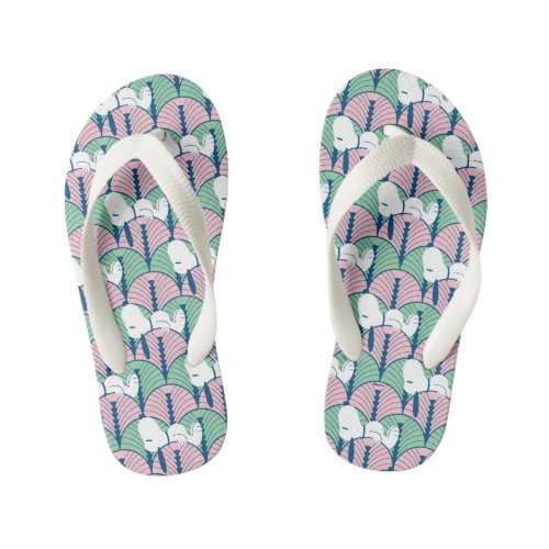 Peanuts  Snoopy Pink Deco Dreams Pattern Kids Flip Flops