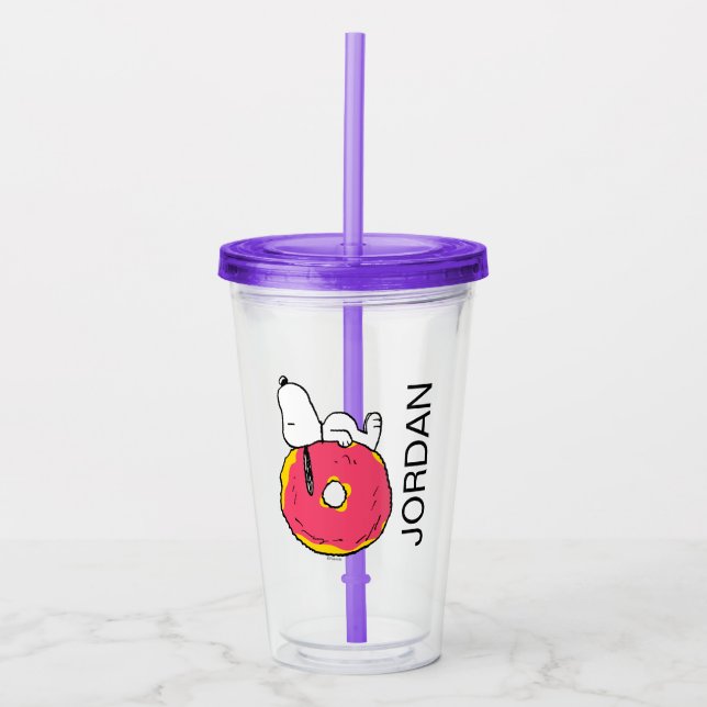 Peanuts | Snoopy Pink Donut Acrylic Tumbler (Front)
