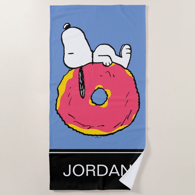 Peanuts | Snoopy Pink Donut Beach Towel (Front)