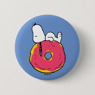 Peanuts Snoopy Pink Donut Button