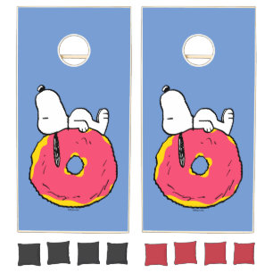 Peanuts Snoopy Pink Donut Cornhole Set
