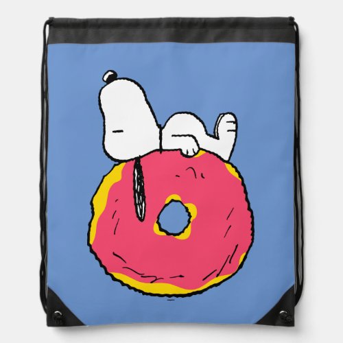 Peanuts  Snoopy Pink Donut Drawstring Bag