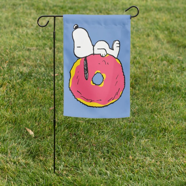 Peanuts | Snoopy Pink Donut Garden Flag (In SItu)