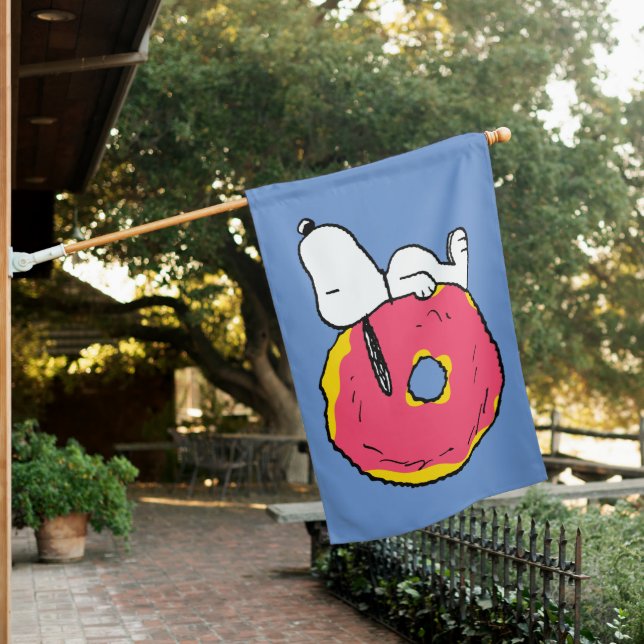 Peanuts | Snoopy Pink Donut House Flag (In SItu)