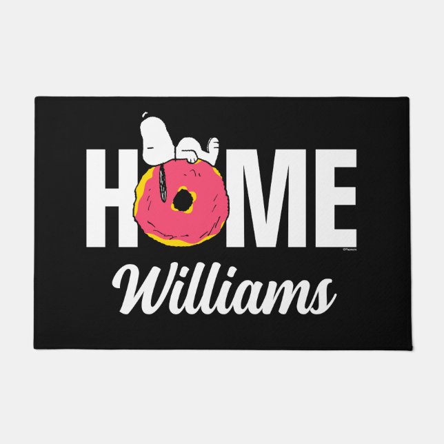 Peanuts | Snoopy Pink Donut | Personalized Doormat (Front)
