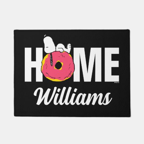 Peanuts  Snoopy Pink Donut  Personalized Doormat