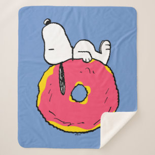 Peanuts Snoopy Pink Donut Sherpa Blanket